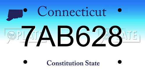 7AB628 Connecticut License Plate