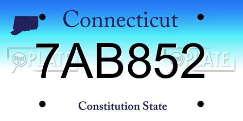7AB852 Connecticut License Plate