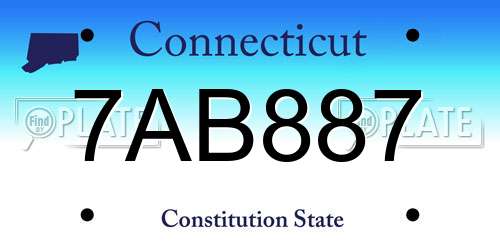 7AB887 Connecticut License Plate