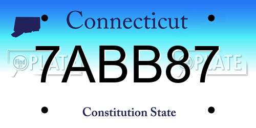 7ABB87 Connecticut License Plate