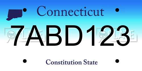 7ABD123 Connecticut License Plate