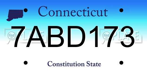7ABD173 Connecticut License Plate