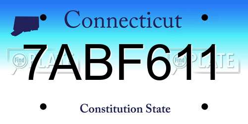 7ABF611 Connecticut License Plate