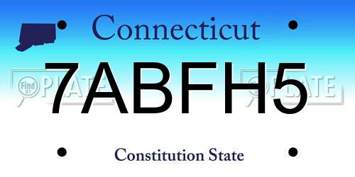 7ABFH5 Connecticut License Plate