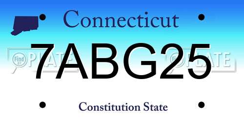7ABG25 Connecticut License Plate