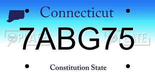 7ABG75 Connecticut License Plate