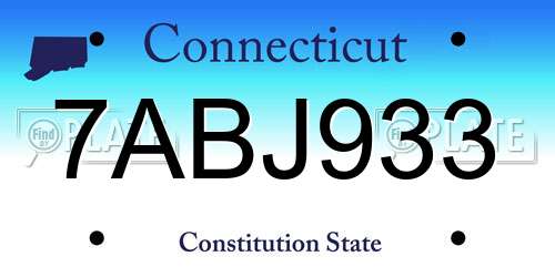 7ABJ933 Connecticut License Plate