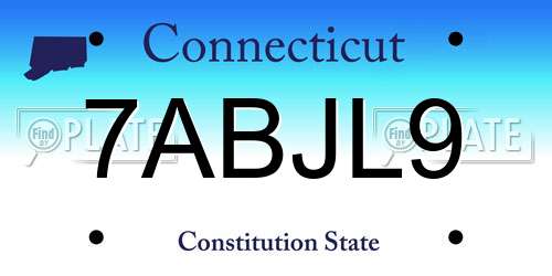 7ABJL9 Connecticut License Plate