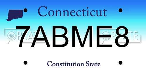 7ABME8 Connecticut License Plate