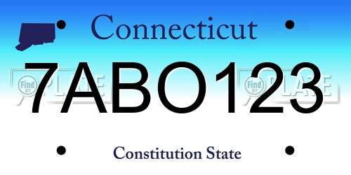 7ABO123 Connecticut License Plate