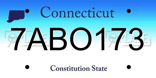 7ABO173 Connecticut License Plate