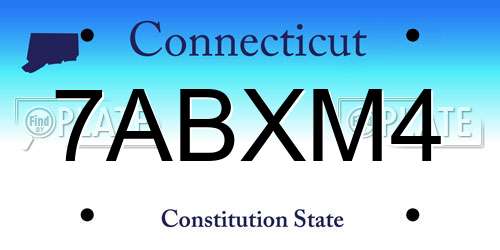 7ABXM4 Connecticut License Plate