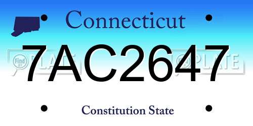 7AC2647 Connecticut License Plate