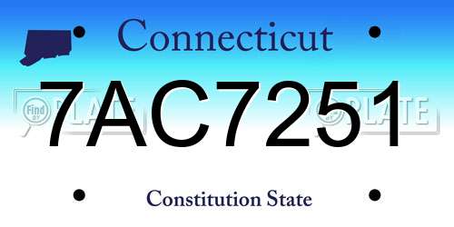 7AC7251 Connecticut License Plate