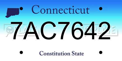 7AC7642 Connecticut License Plate
