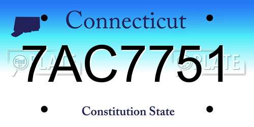 7AC7751 Connecticut License Plate