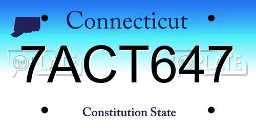 7ACT647 Connecticut License Plate
