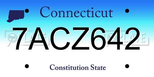 7ACZ642 Connecticut License Plate
