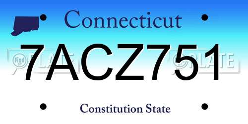 7ACZ751 Connecticut License Plate