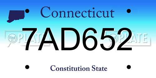 7AD652 Connecticut License Plate