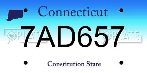 7AD657 Connecticut License Plate
