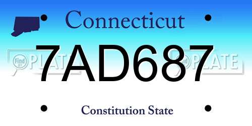 7AD687 Connecticut License Plate