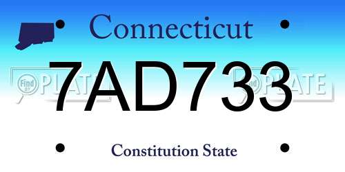 7AD733 Connecticut License Plate