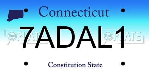 7ADAL1 Connecticut License Plate