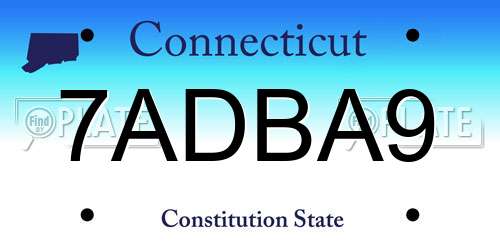 7ADBA9 Connecticut License Plate