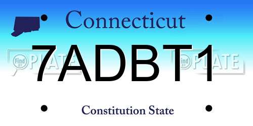 7ADBT1 Connecticut License Plate