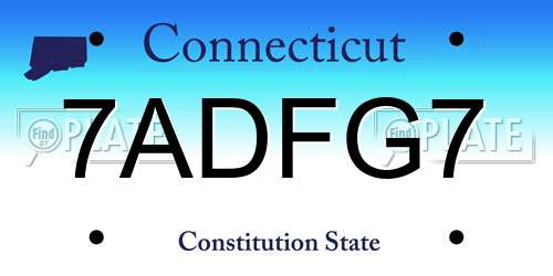 7ADFG7 Connecticut License Plate
