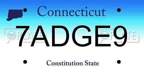 7ADGE9 Connecticut License Plate