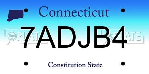 7ADJB4 Connecticut License Plate