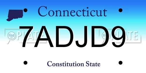 7ADJD9 Connecticut License Plate