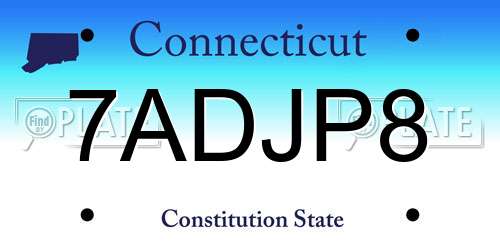 7ADJP8 Connecticut License Plate