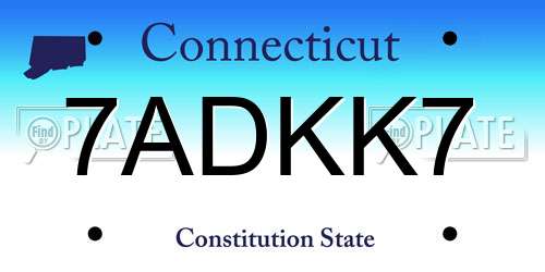 7ADKK7 Connecticut License Plate