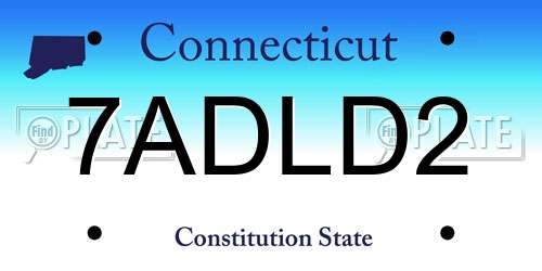 7ADLD2 Connecticut License Plate