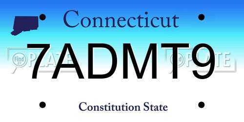 7ADMT9 Connecticut License Plate
