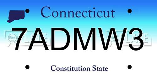 7ADMW3 Connecticut License Plate