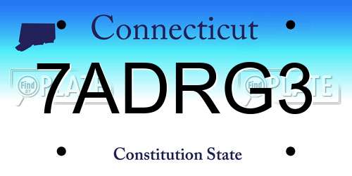 7ADRG3 Connecticut License Plate