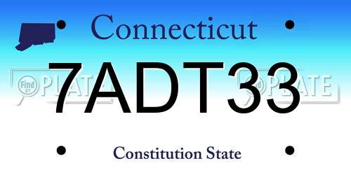 7ADT33 Connecticut License Plate
