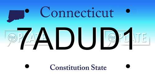 7ADUD1 Connecticut License Plate