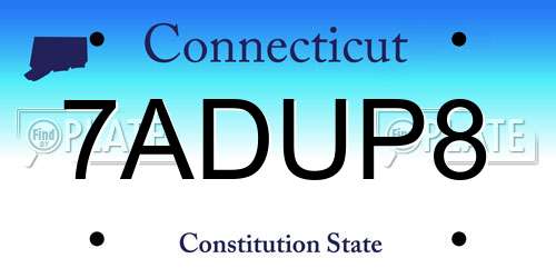 7ADUP8 Connecticut License Plate