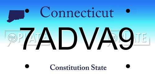 7ADVA9 Connecticut License Plate