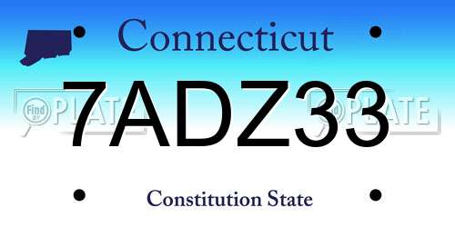 7ADZ33 Connecticut License Plate