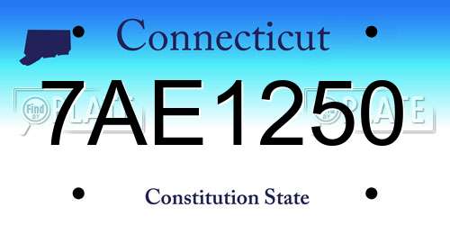 7AE1250 Connecticut License Plate