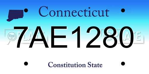 7AE1280 Connecticut License Plate