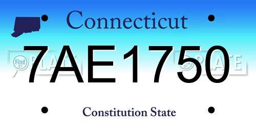 7AE1750 Connecticut License Plate
