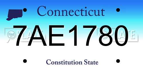 7AE1780 Connecticut License Plate