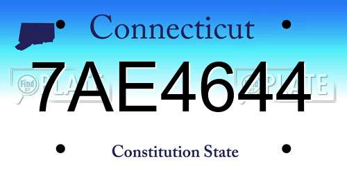 7AE4644 Connecticut License Plate